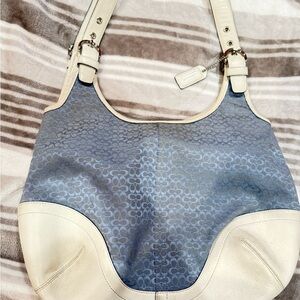 Vintage Coach Blue And White Shoulder Bag